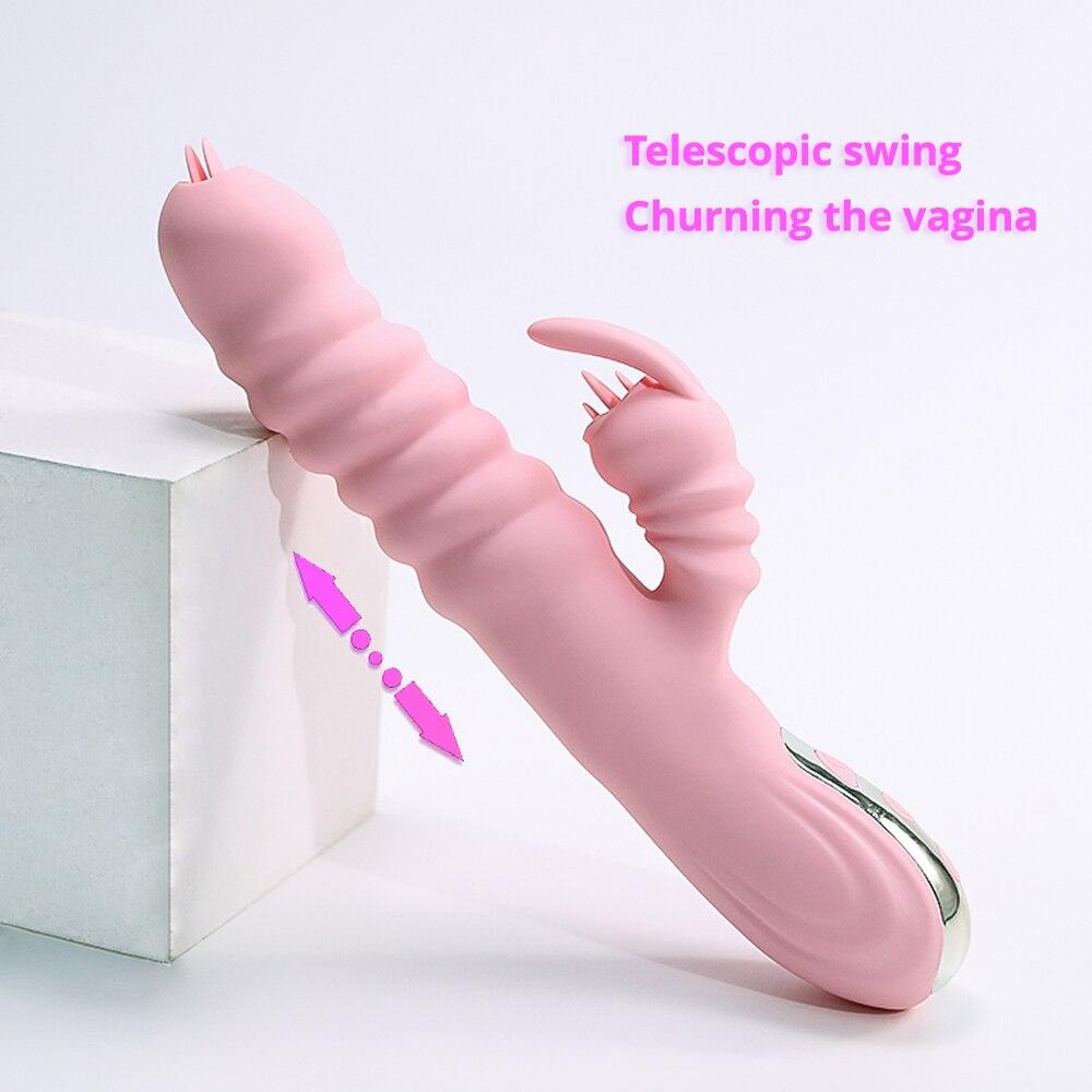 Licking Vibrating Rabbit Vibrator Telescopic Vibrator Swing Heating Fidget Pink Adult Product Sex Toys For Woman Masturbator - buysextoyth