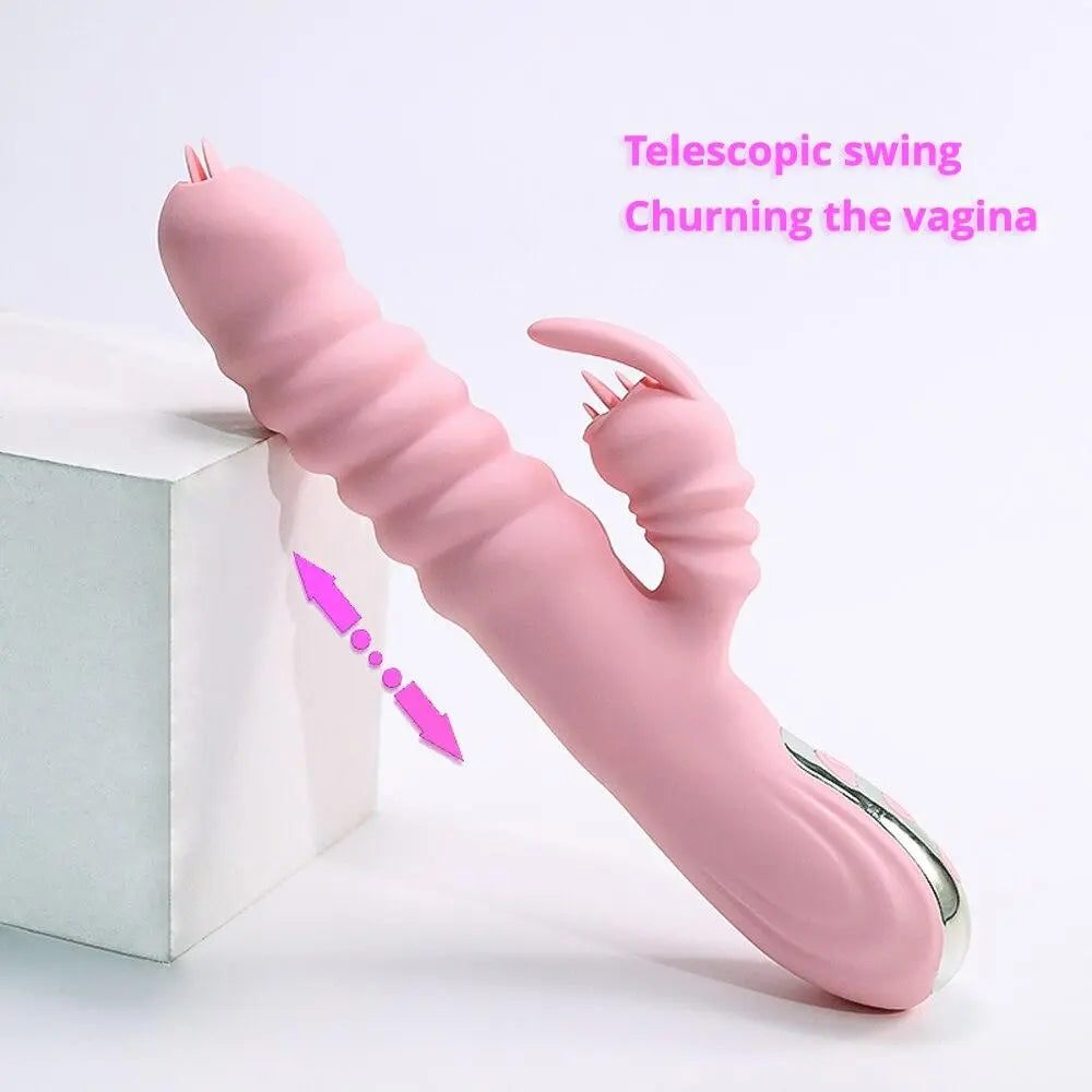 Licking Vibrating Rabbit Vibrator Telescopic Vibrator Swing Heating Fidget Pink Adult Product Sex Toys For Woman Masturbator - buysextoyth