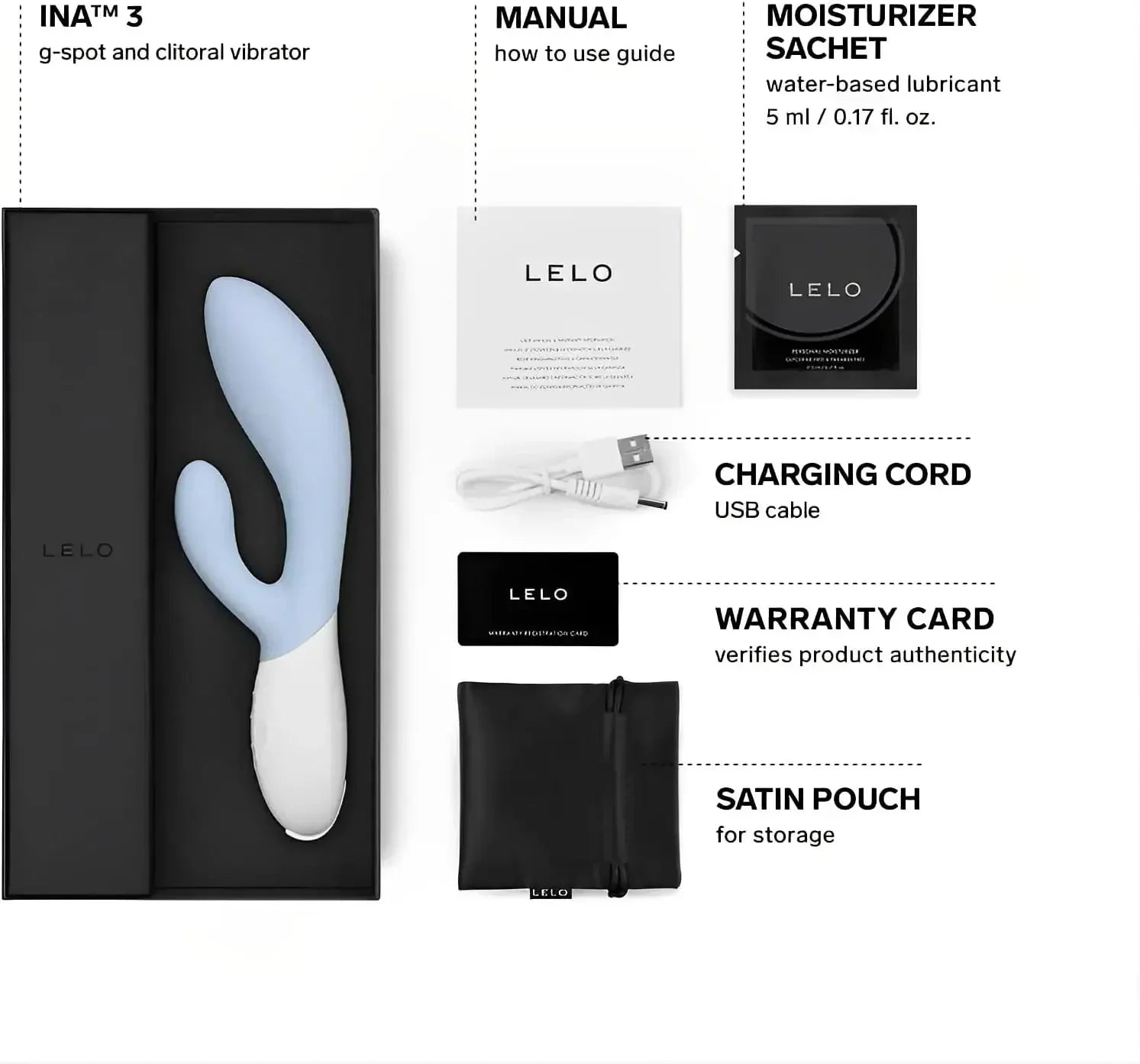 LELO INA 3 G Spot Rabbit Vibrator Clitoral Rabbit Vibrador for Women Rabbit Sex Toy for Women with 10 Vibrating Modes.Adult Toys - buysextoyth