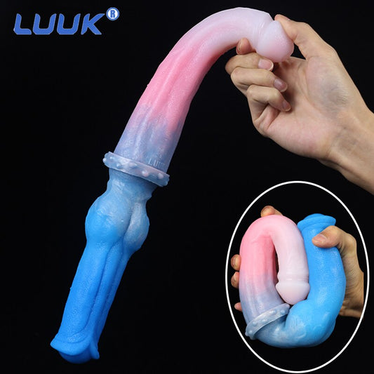LUUK 40CM Super Long Double Head Horse and Dog Combination Kont Dildo Soft Liquid Silicone Anal Plug Sex Toys for Women Lesbian - buysextoyth