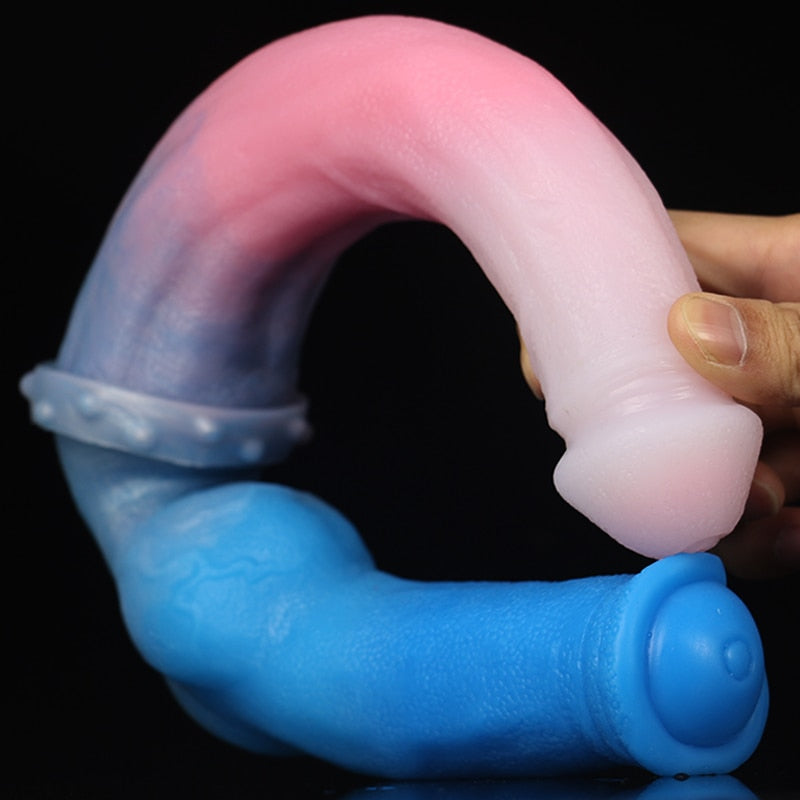 LUUK 40CM Super Long Double Head Horse and Dog Combination Kont Dildo Soft Liquid Silicone Anal Plug Sex Toys for Women Lesbian - buysextoyth