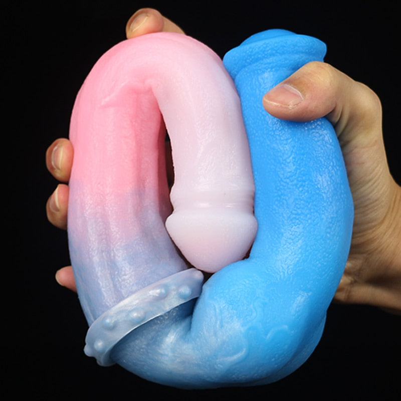 LUUK 40CM Super Long Double Head Horse and Dog Combination Kont Dildo Soft Liquid Silicone Anal Plug Sex Toys for Women Lesbian - buysextoyth
