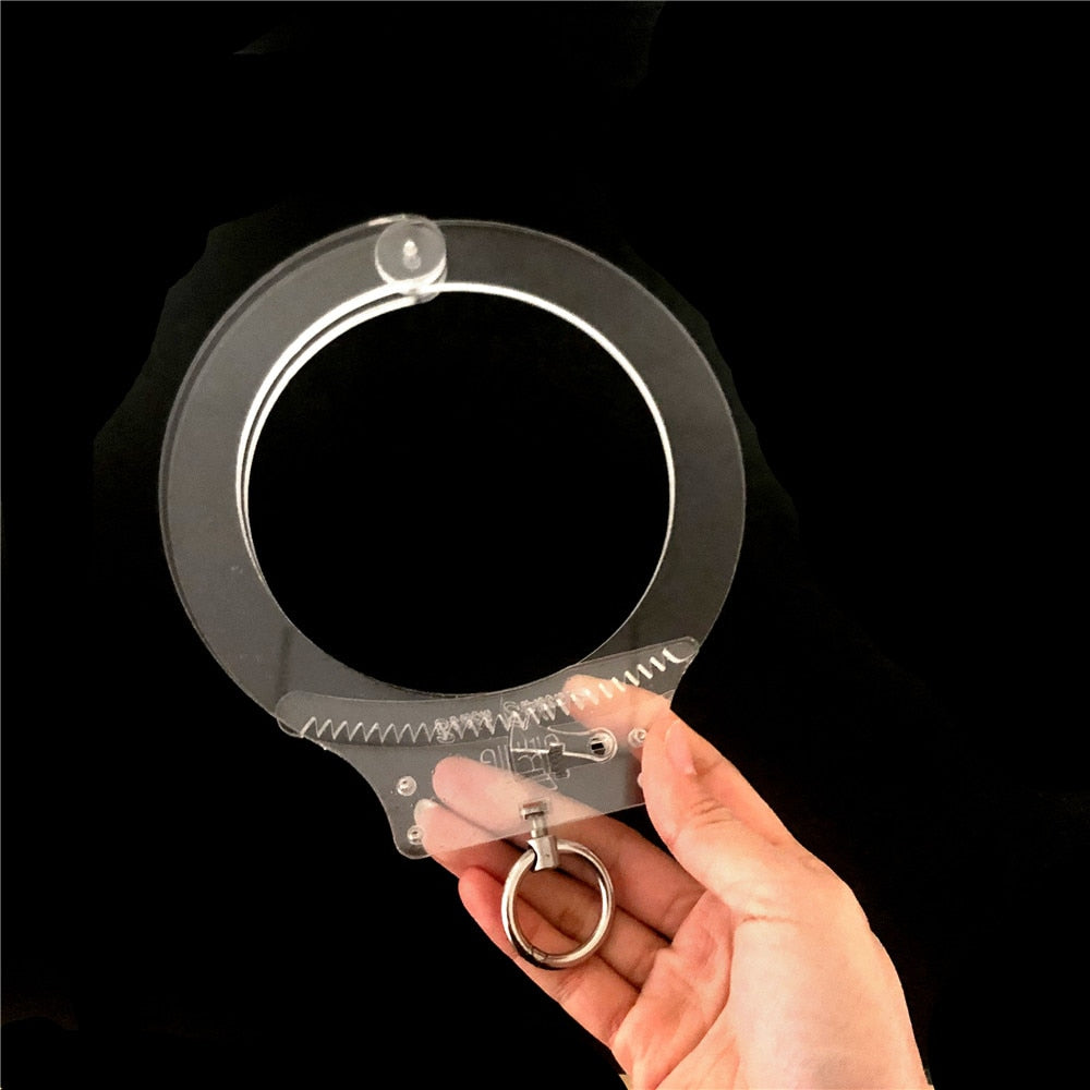 Latest Clear Crystal Adjustable Restraint Necklet Collar with Metal Ring Restraint Adult Bondage Bdsm Sex Toy for Male Female - buysextoyth