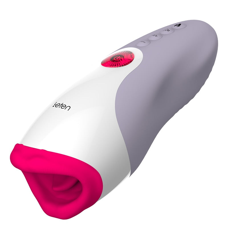 LeTen Masturbator Automatic Retractable Heating Cup Deep Throat Blowjob Masturbation Sucking Thrusting Vibrator Sex for Adult - buysextoyth