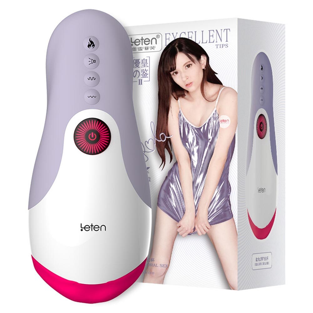 LeTen Masturbator Automatic Retractable Heating Cup Deep Throat Blowjob Masturbation Sucking Thrusting Vibrator Sex for Adult - buysextoyth