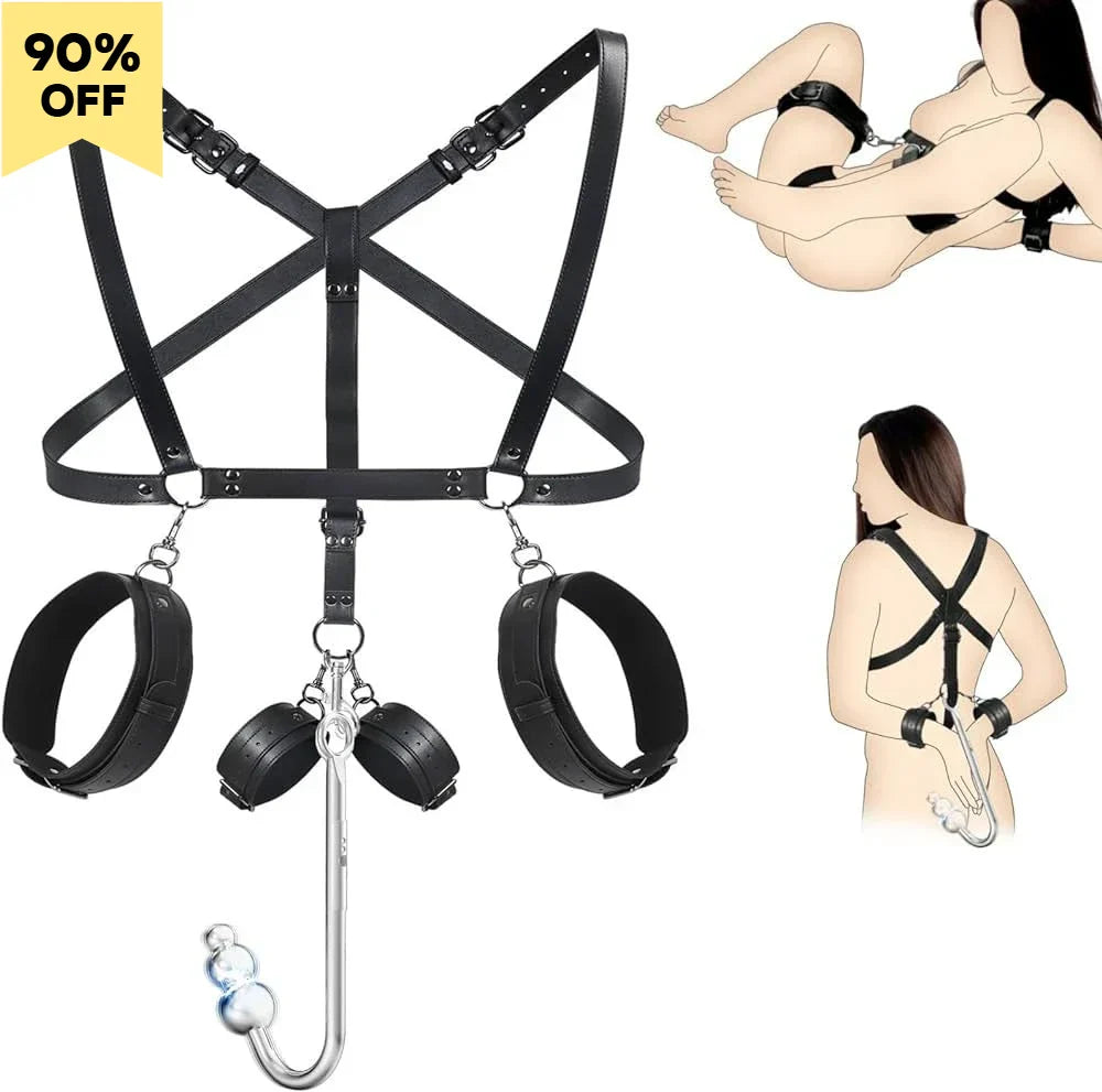 Leather Sex Bondage Suit Anal Hook Dribbling Gagged Anal Trainer Cosplay Ass Plug Fetish Slave Sex Toys Woman Man erotic 18+ - buysextoyth