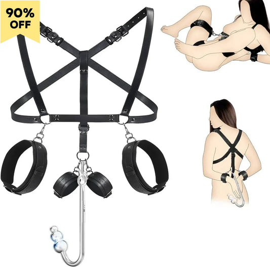 Leather Sex Bondage Suit Anal Hook Dribbling Gagged Anal Trainer Cosplay Ass Plug Fetish Slave Sex Toys Woman Man erotic 18+ - buysextoyth