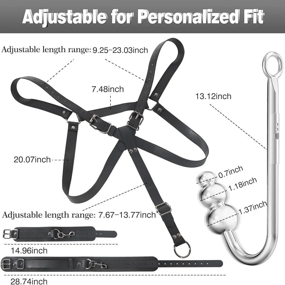 Leather Sex Bondage Suit Anal Hook Dribbling Gagged Anal Trainer Cosplay Ass Plug Fetish Slave Sex Toys Woman Man erotic 18+ - buysextoyth