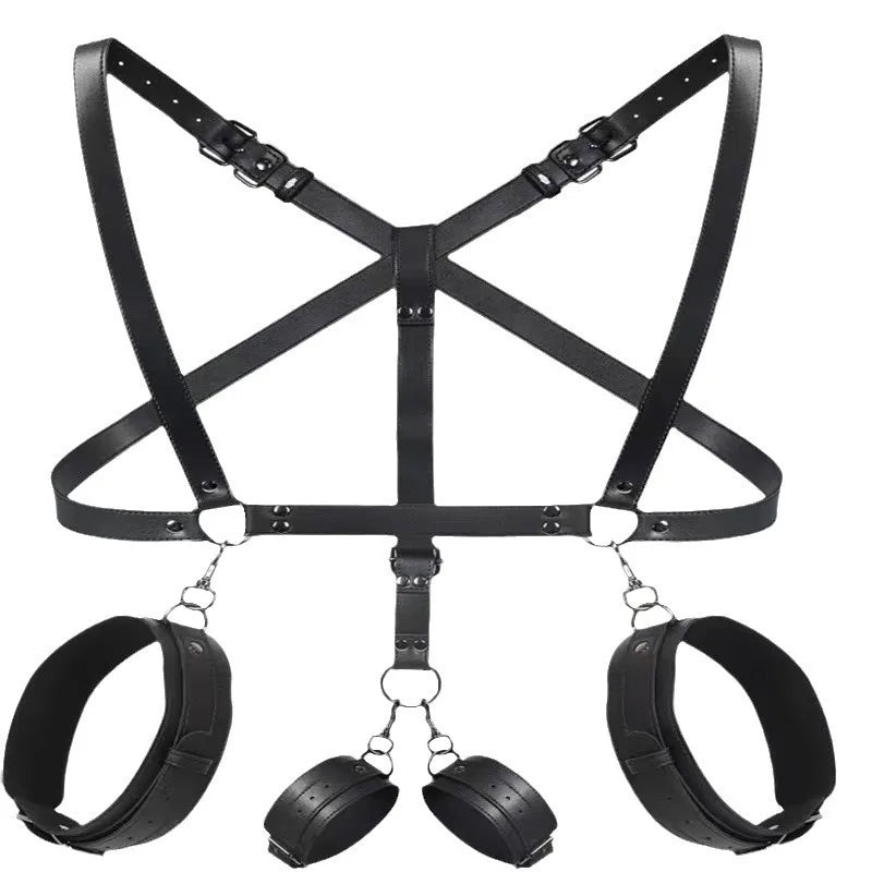 Leather Sex Bondage Suit Anal Hook Dribbling Gagged Anal Trainer Cosplay Ass Plug Fetish Slave Sex Toys Woman Man erotic 18+ - buysextoyth