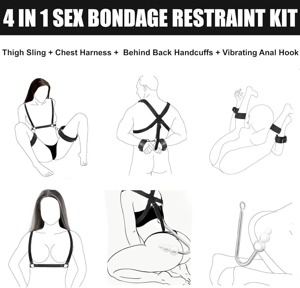Leather Sex Bondage Suit Anal Hook Dribbling Gagged Anal Trainer Cosplay Ass Plug Fetish Slave Sex Toys Woman Man erotic 18+ - buysextoyth