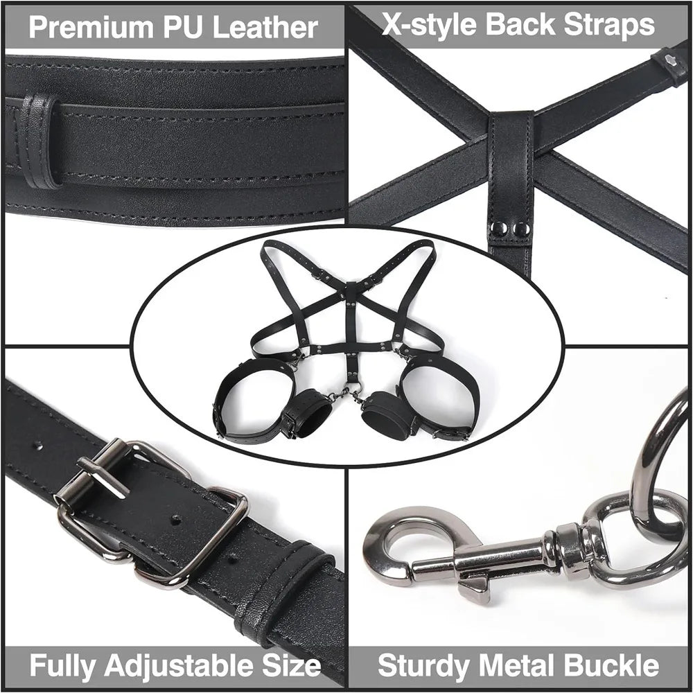 Leather Sex Bondage Suit Anal Hook Dribbling Gagged Anal Trainer Cosplay Ass Plug Fetish Slave Sex Toys Woman Man erotic 18+ - buysextoyth