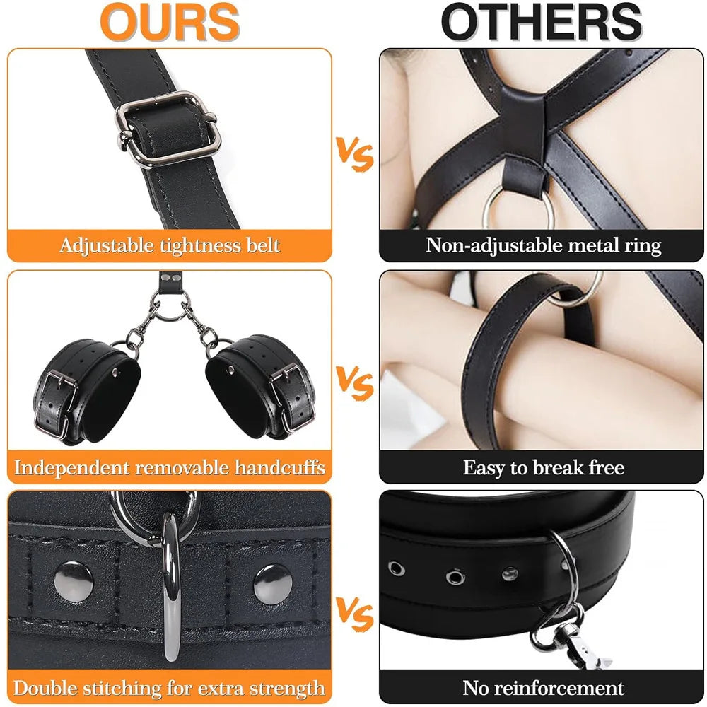 Leather Sex Bondage Suit Anal Hook Dribbling Gagged Anal Trainer Cosplay Ass Plug Fetish Slave Sex Toys Woman Man erotic 18+ - buysextoyth