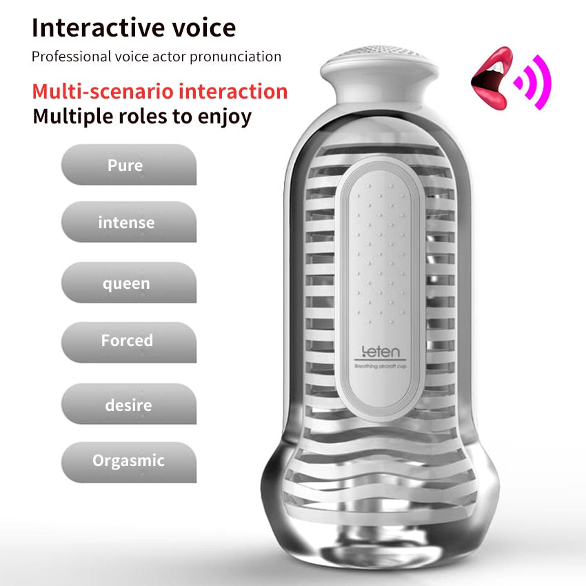 Leten Anal Male Masturbator Cup 3 Levels SPA Massage Suction with Female Sex Moaning Virtual Hip Sex for Men Masturbation Cup - buysextoyth