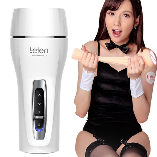 Leten Clamp Sucking Vibrating Male Masturbator Cup Realistic Vagina Real Pussy Sexual Moaning Sex Machine Sex Shop for Man - buysextoyth