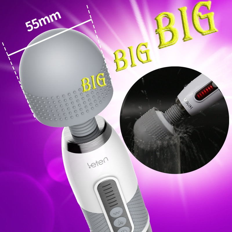Leten Lightning Huge Head Vibrator for Female Masturbation. AV Magic Wand Massager Nipple Clitoris Stimulator Sex Toys for Woman - buysextoyth