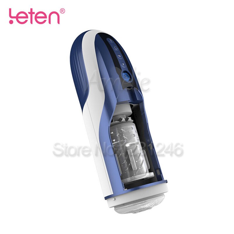 Leten Male Masturbation Cup Silicone Vagina Automatic Telescopic Piston Rotating Interactive Sex Moaning Sex Machine Toy for Men - buysextoyth