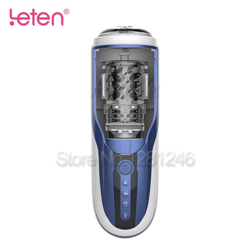 Leten Male Masturbation Cup Silicone Vagina Automatic Telescopic Piston Rotating Interactive Sex Moaning Sex Machine Toy for Men - buysextoyth