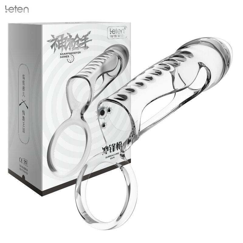Leten Penis Sleeve Extend Soft Cock Ring Male Penis Extension Sleeves Sex Toys for Men Dildo Sheath Delayed Ejaculation Training - buysextoyth