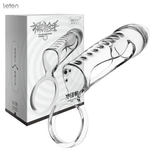 Leten Penis Sleeve Extend Soft Cock Ring Male Penis Extension Sleeves Sex Toys for Men Dildo Sheath Delayed Ejaculation Training - buysextoyth