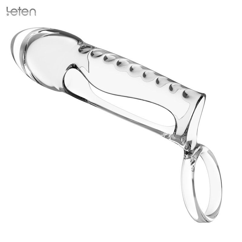 Leten Penis Sleeve Extend Soft Cock Ring Male Penis Extension Sleeves Sex Toys for Men Dildo Sheath Delayed Ejaculation Training - buysextoyth