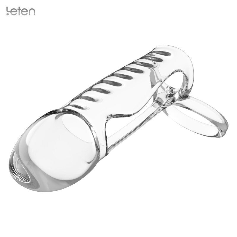 Leten Penis Sleeve Extend Soft Cock Ring Male Penis Extension Sleeves Sex Toys for Men Dildo Sheath Delayed Ejaculation Training - buysextoyth