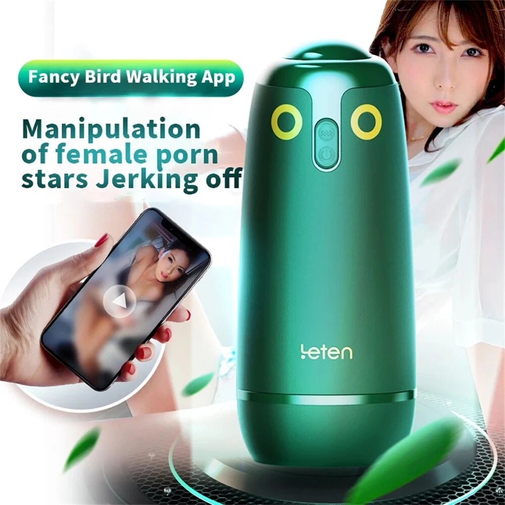 Leten ไวเบรเตอร์มาสเตอร์บเตอร์ลายนกถ้วยของเล่นสุดเซ็กซี่สำหรับผู้ชายเครื่องควบคุมแอปพลิเคชั่นสุญญากาศช่องคลอดแบบอัตโนมัติ - buysextoyth