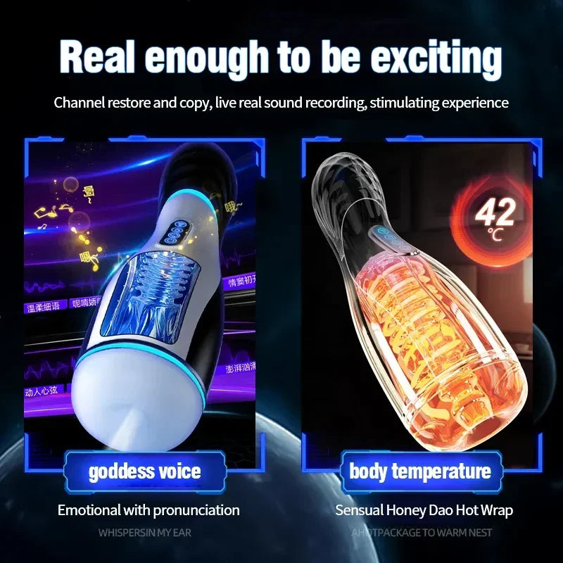Male Masturbator Automatic Blowjob Cup Powerful Sucking Vaginal Mouth Intelligent Heated Masturbator Adult Sex Toys For Men - buysextoyth