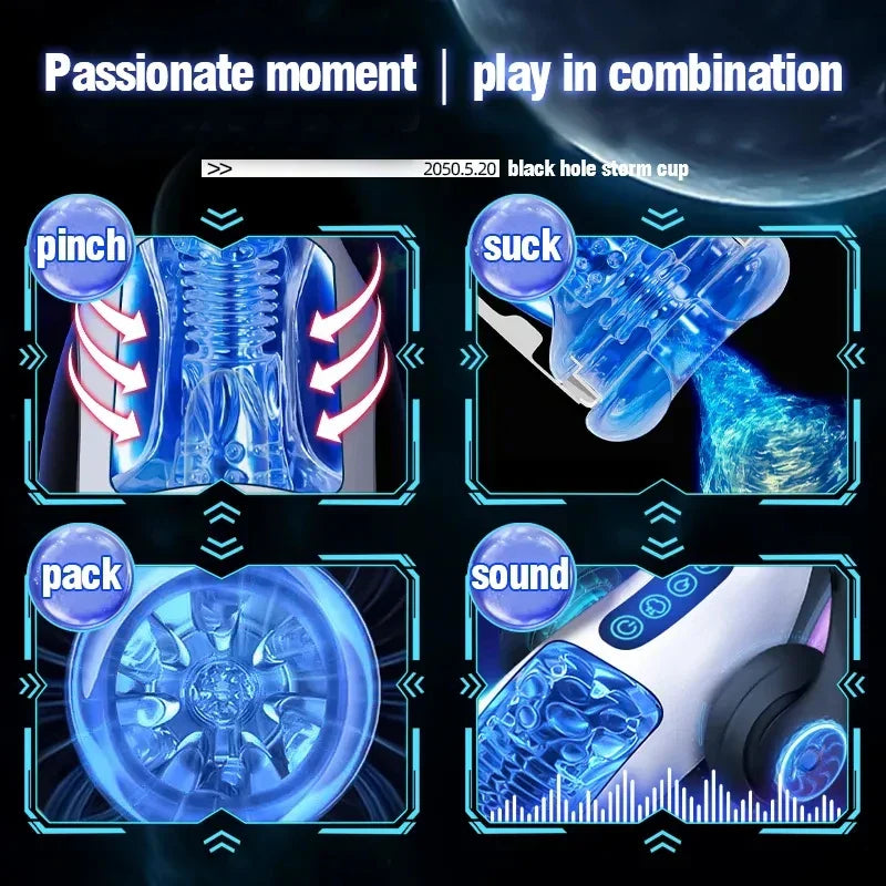 Male Masturbator Automatic Blowjob Cup Powerful Sucking Vaginal Mouth Intelligent Heated Masturbator Adult Sex Toys For Men - buysextoyth