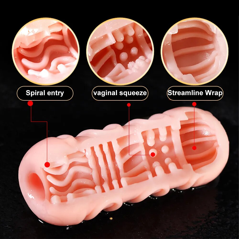 Male Masturbator for Men Sex Toys Soft Real Silicone Vagina Vacuum Pocket Double Blowjob Masturbation Cup for Couple - buysextoyth