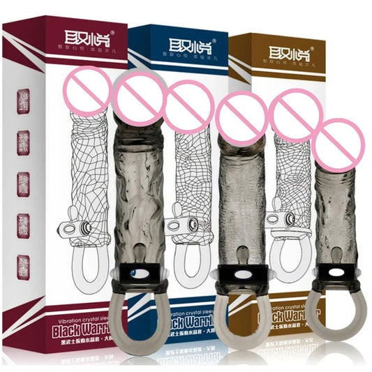 Man Penis Extender Dildo Sex Toys Condones  Realistic Condoms for Men Penis Vibrator Sleeve Reusable Vibe Condoms Extend - buysextoyth