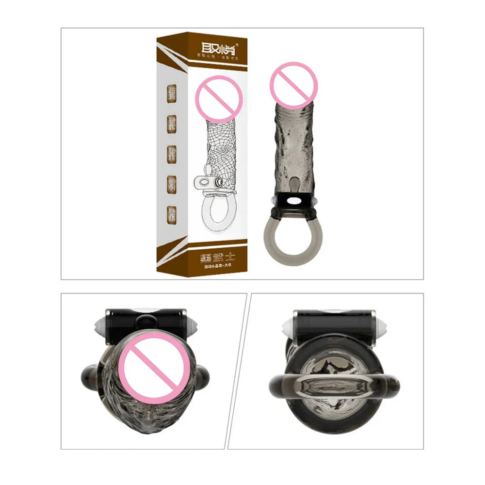 Man Penis Extender Dildo Sex Toys Condones  Realistic Condoms for Men Penis Vibrator Sleeve Reusable Vibe Condoms Extend - buysextoyth