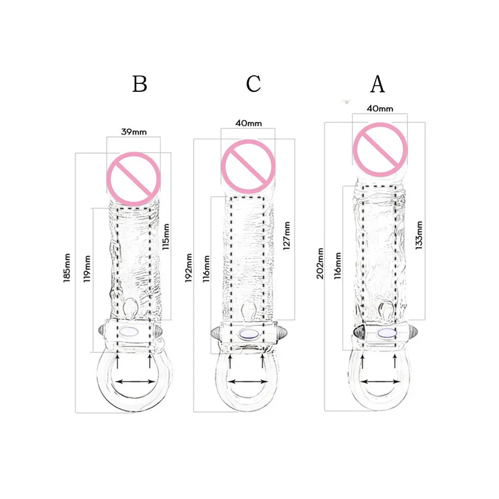 Man Penis Extender Dildo Sex Toys Condones  Realistic Condoms for Men Penis Vibrator Sleeve Reusable Vibe Condoms Extend - buysextoyth