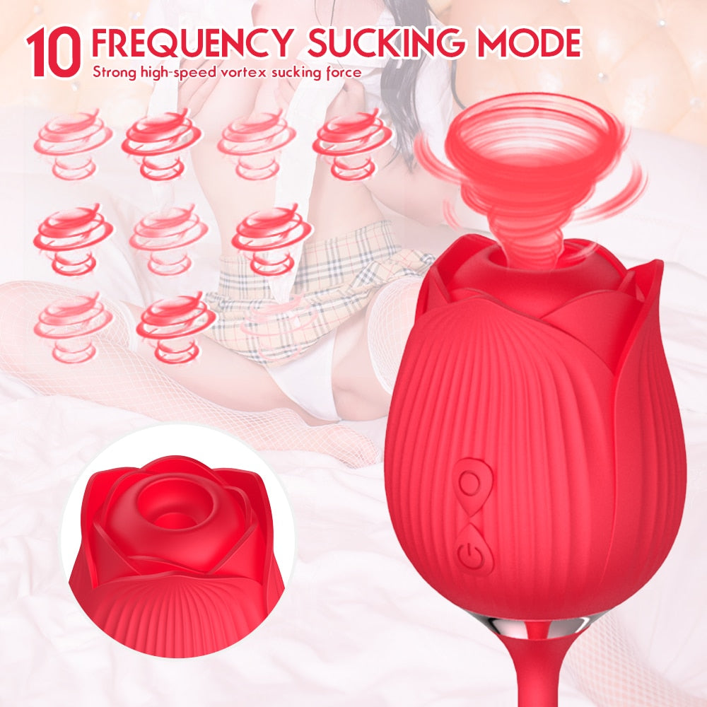 Masturbation Sex Toys for Women Rose Sucking Vibrator 10 Speed Vibrating Clit Sucker Nipple Blowjob Clitoris Stimulation Female - buysextoyth