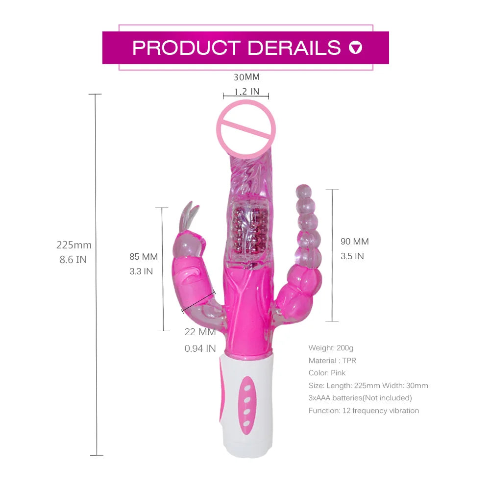 Masturbator Anal Plug Rabbit Vibrator for Women Vagina G-Spot Clitoris Stimulator Rotating Powerful Dildo Massage Adult Sex Toy - buysextoyth