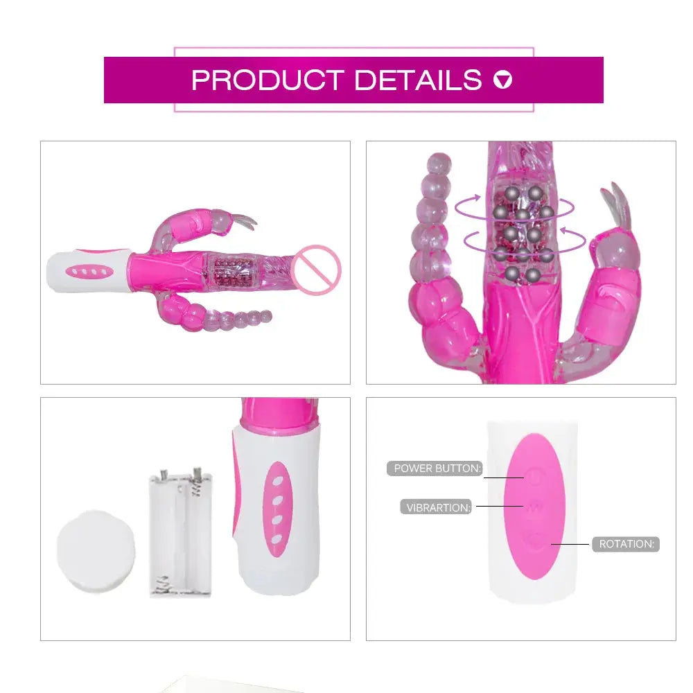 Masturbator Anal Plug Rabbit Vibrator for Women Vagina G-Spot Clitoris Stimulator Rotating Powerful Dildo Massage Adult Sex Toy - buysextoyth