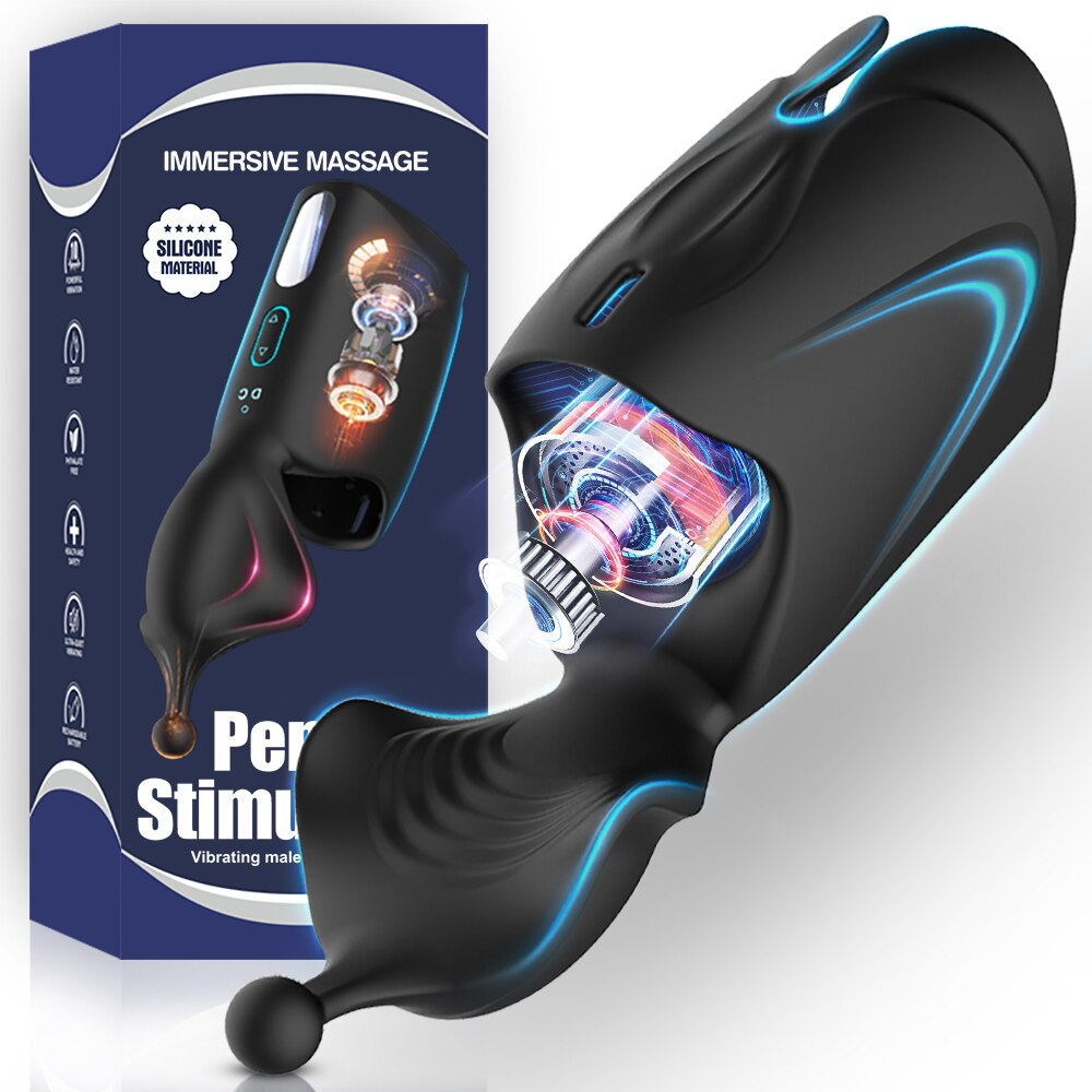 อมควยชาย Masturbator สำหรับผู้ชายอวัยวะเพศชาย Delay Trainer ไฟฟ้า Pulse Vibrator อัตโนมัติ Oral Climax Glans นวดหีของเล่น - buysextoyth