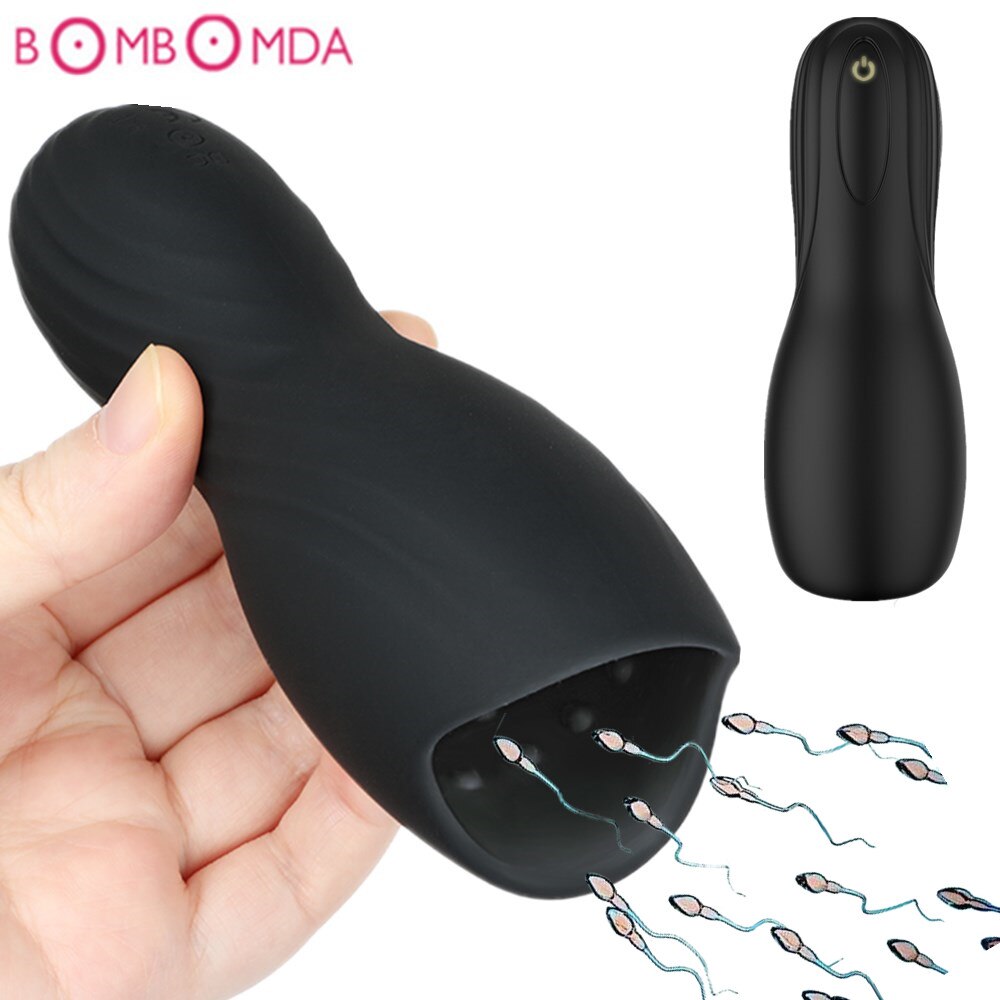 อมควยชาย Masturbator สำหรับผู้ชายอวัยวะเพศชาย Delay Trainer ไฟฟ้า Pulse Vibrator อัตโนมัติ Oral Climax Glans นวดหีของเล่น - buysextoyth
