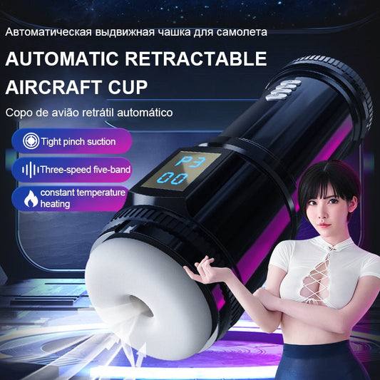 ญี่ปุ่นชาย Masturbator อัตโนมัติ Retractable Masturbation ถ้วยช่องคลอดดูดความร้อน Masturbator จอแสดงผล LCD ของเล่นเพศชาย - buysextoyth