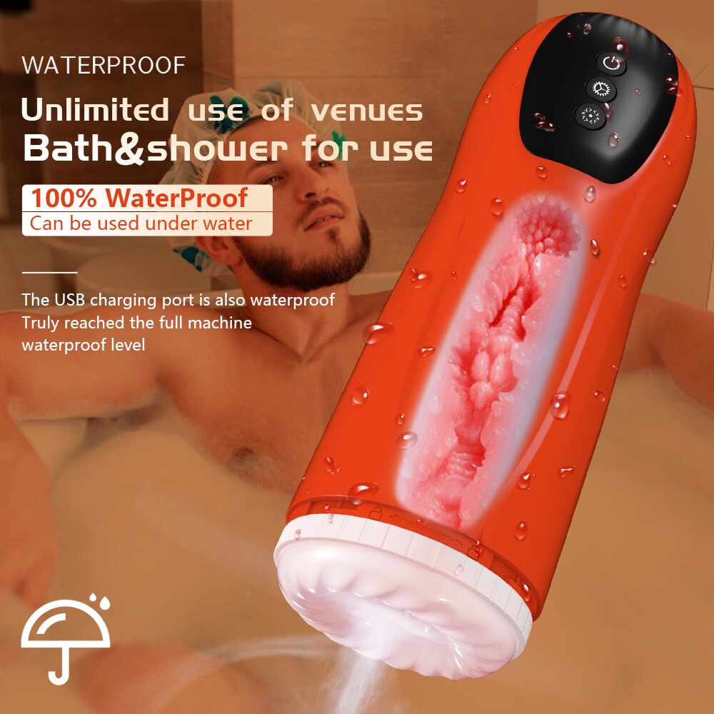 ไฟฟ้า Masturbator อัตโนมัติที่มีประสิทธิภาพ Sucks Telescopic ความร้อนช่องคลอดอมควย Moaning Masturbation ถ้วยเซ็กซ์ทอยสำหรับชาย - buysextoyth