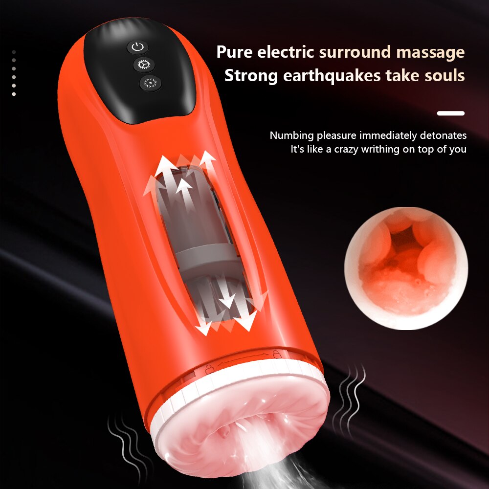 ไฟฟ้า Masturbator อัตโนมัติที่มีประสิทธิภาพ Sucks Telescopic ความร้อนช่องคลอดอมควย Moaning Masturbation ถ้วยเซ็กซ์ทอยสำหรับชาย - buysextoyth