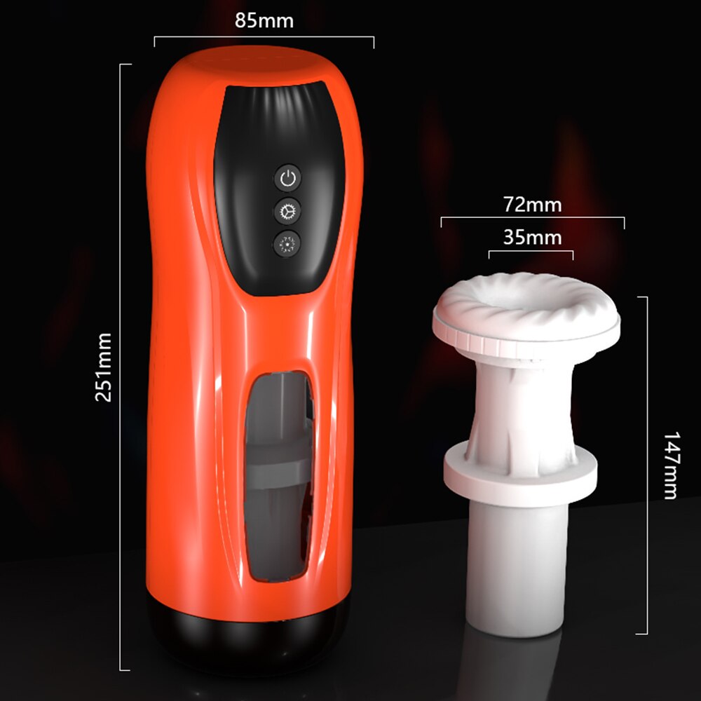 ไฟฟ้า Masturbator อัตโนมัติที่มีประสิทธิภาพ Sucks Telescopic ความร้อนช่องคลอดอมควย Moaning Masturbation ถ้วยเซ็กซ์ทอยสำหรับชาย - buysextoyth