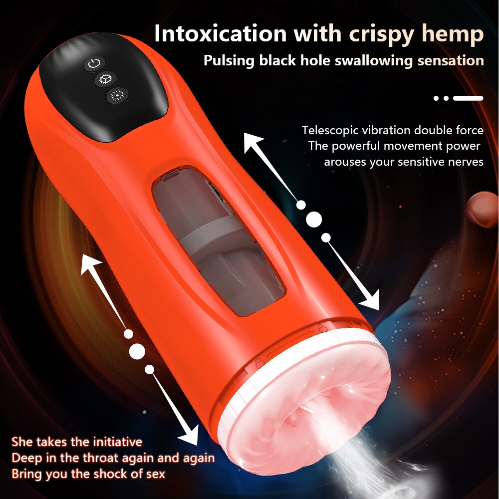 ไฟฟ้า Masturbator อัตโนมัติที่มีประสิทธิภาพ Sucks Telescopic ความร้อนช่องคลอดอมควย Moaning Masturbation ถ้วยเซ็กซ์ทอยสำหรับชาย - buysextoyth