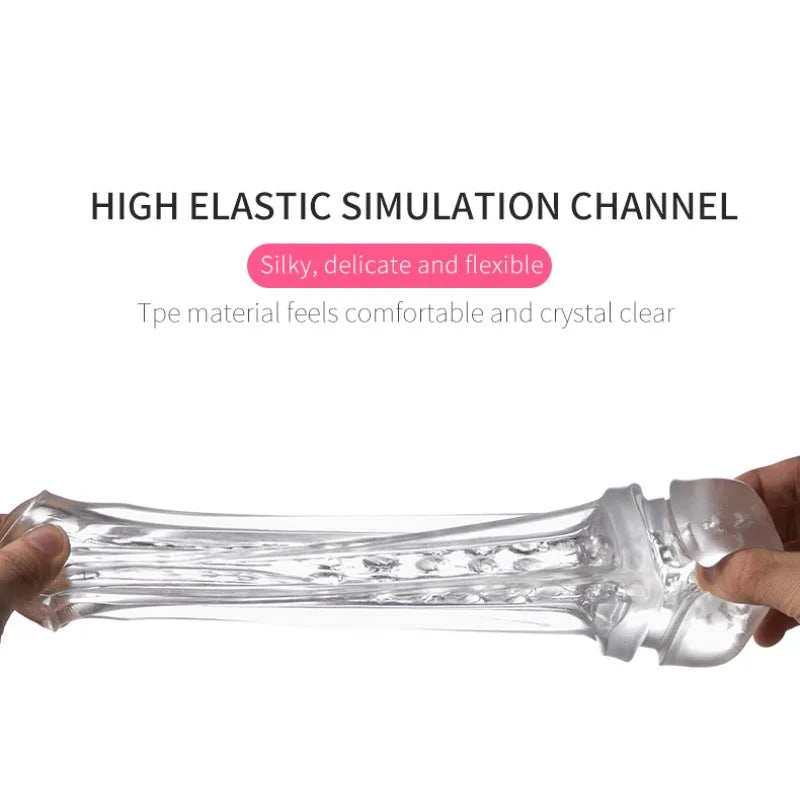 Men's Transparent Massage Masturbator Adult Erotic Toys Vagina Masturbation Blowjob Male Piston Automatic Mastubator Real Vagina - buysextoyth
