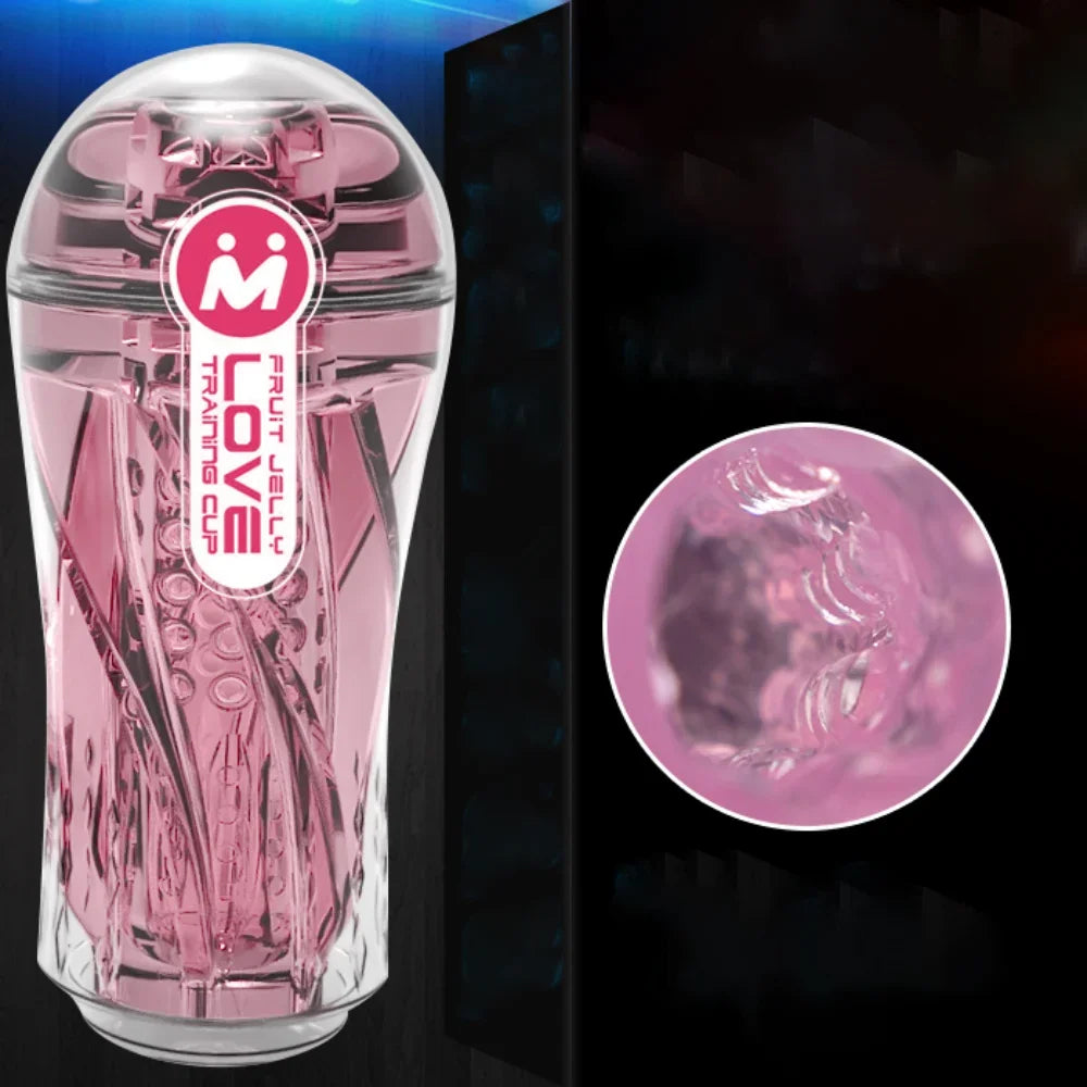 Men's Transparent Massage Masturbator Adult Erotic Toys Vagina Masturbation Blowjob Male Piston Automatic Mastubator Real Vagina - buysextoyth
