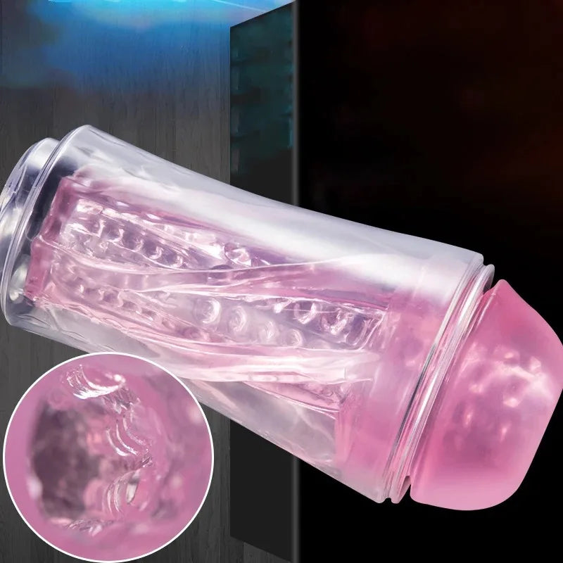 Men's Transparent Massage Masturbator Adult Erotic Toys Vagina Masturbation Blowjob Male Piston Automatic Mastubator Real Vagina - buysextoyth