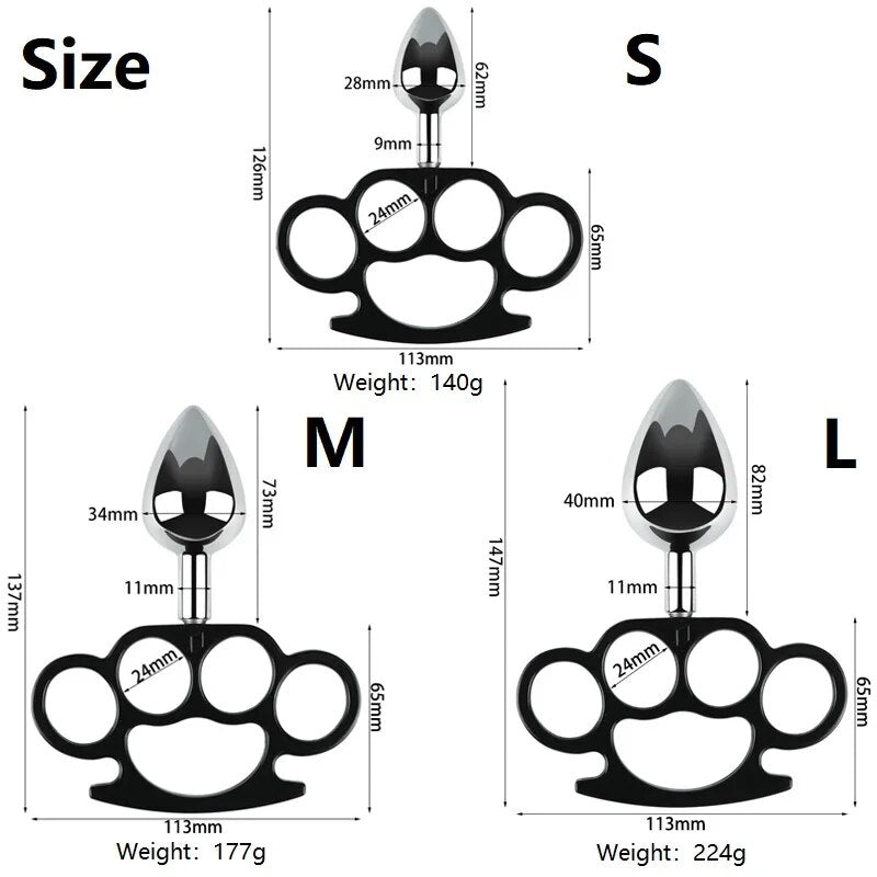 Metal Anal Beads Butt Plug Set Small Large Ass Anal Plug With Pull Hand Ring Dildo Steel Sex Toy Man Woman - buysextoyth