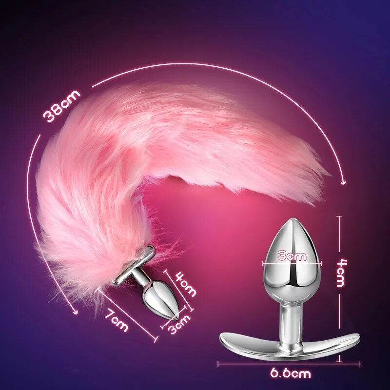 Metal Stainless Glow Steel New Detachable Led Cosplay Luminous Fox Tail Anal Butt Plug Sex Toys For Woman Man Couple - buysextoyth