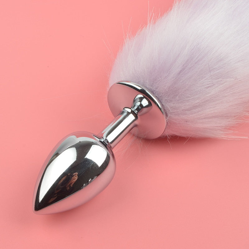 Metal with Gradient Color Fox Analplug Tail Flirting Anal Analplug Dilatation Ass Plug G Point Massage Masturbation Gay Sex Toys - buysextoyth
