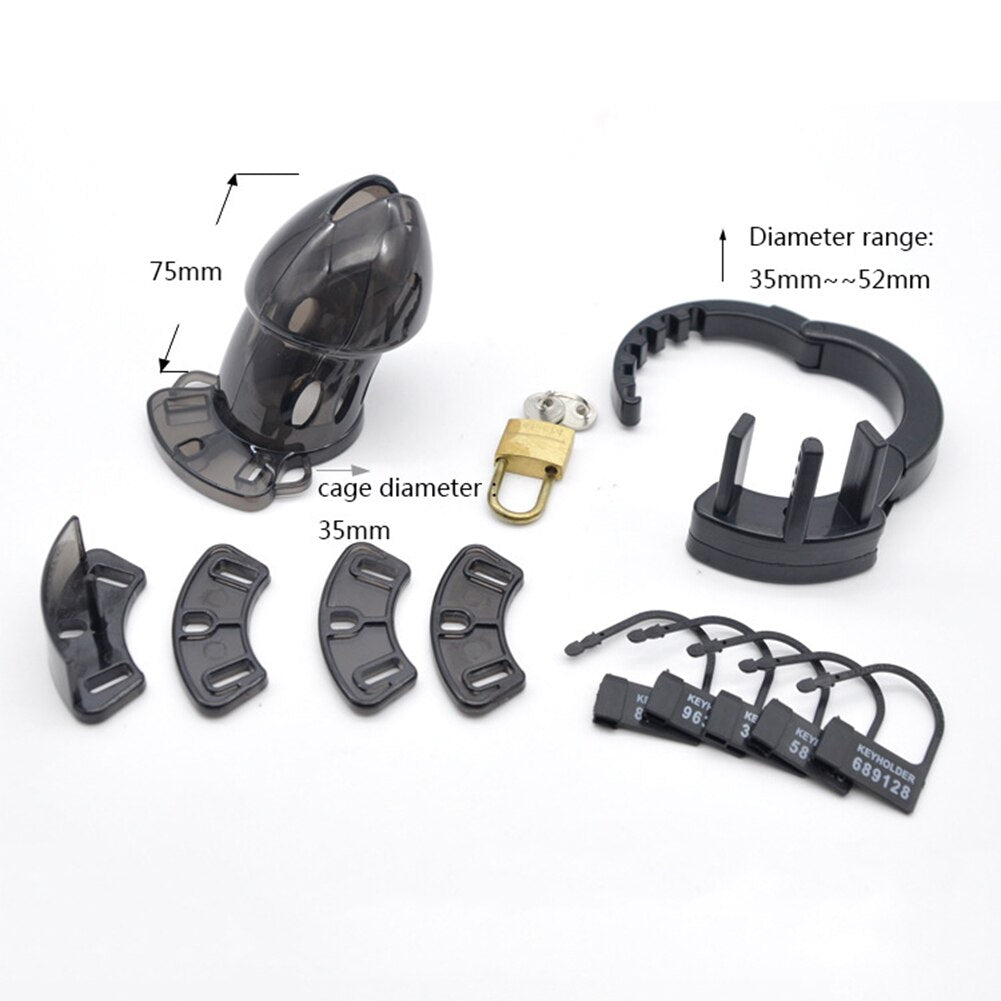 Mini Male Chastity Cock Cage Penis Belt Lock with Four Rings Gay G-spot Stimulator Adults Sex Toys for Man - buysextoyth