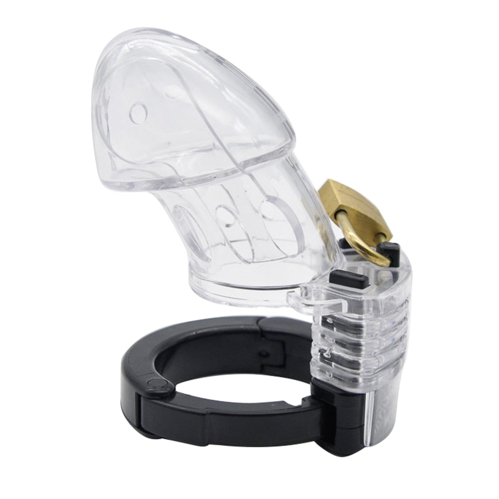 Mini Male Chastity Cock Cage Penis Belt Lock with Four Rings Gay G-spot Stimulator Adults Sex Toys for Man - buysextoyth